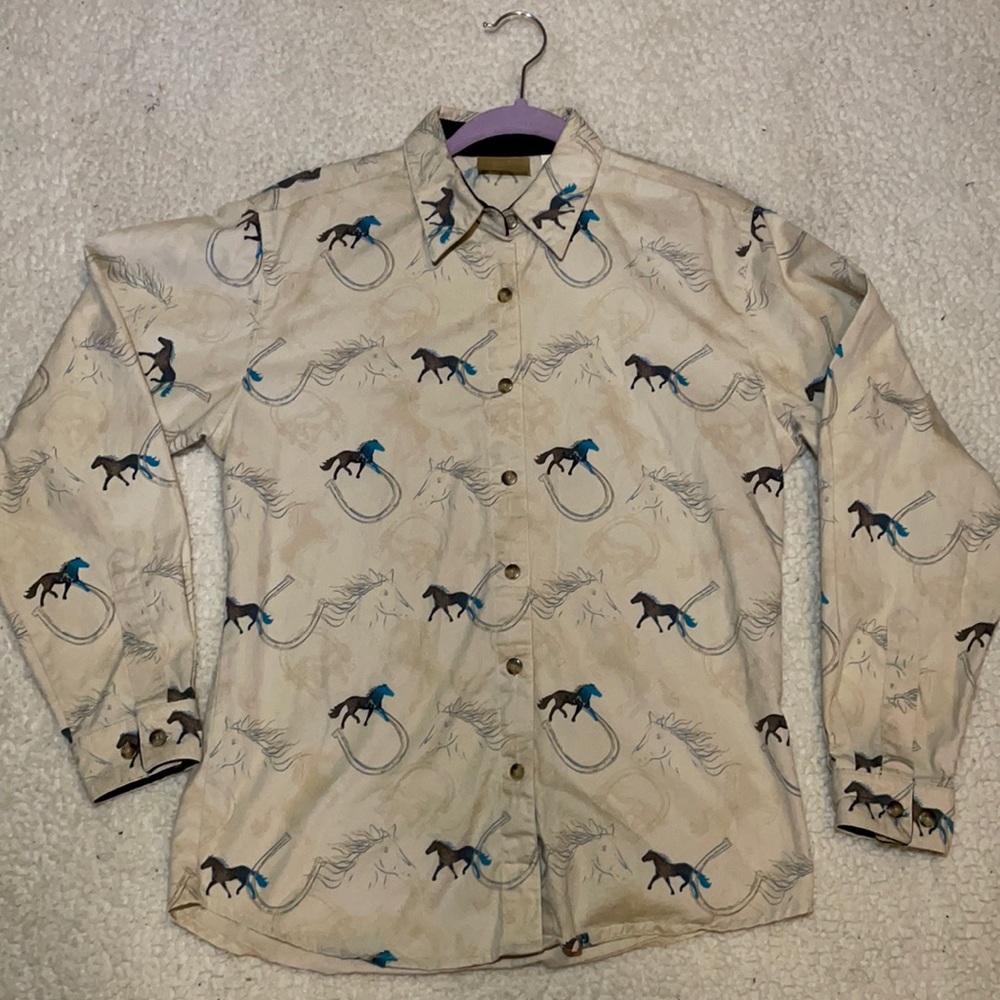 Wrangler Vintage Small Horse pattern button up shirt.